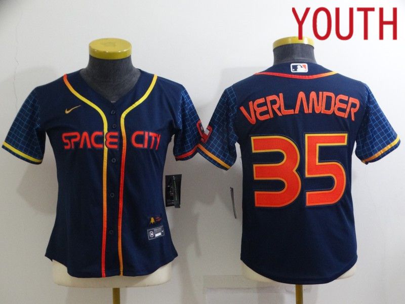 Youth Houston Astros 35 Verlander Blue City Edition Game Nike 2022 MLB Jerseys